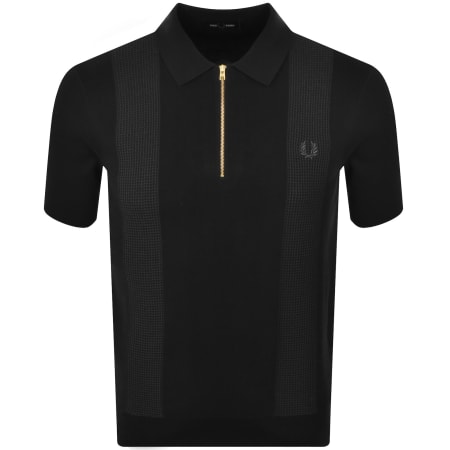 Fred Perry Panel Detail Knit Polo Shirt Black | Mainline Menswear us